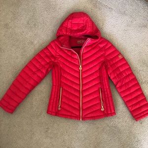 Michael Kors Packable Size Large Red Coat